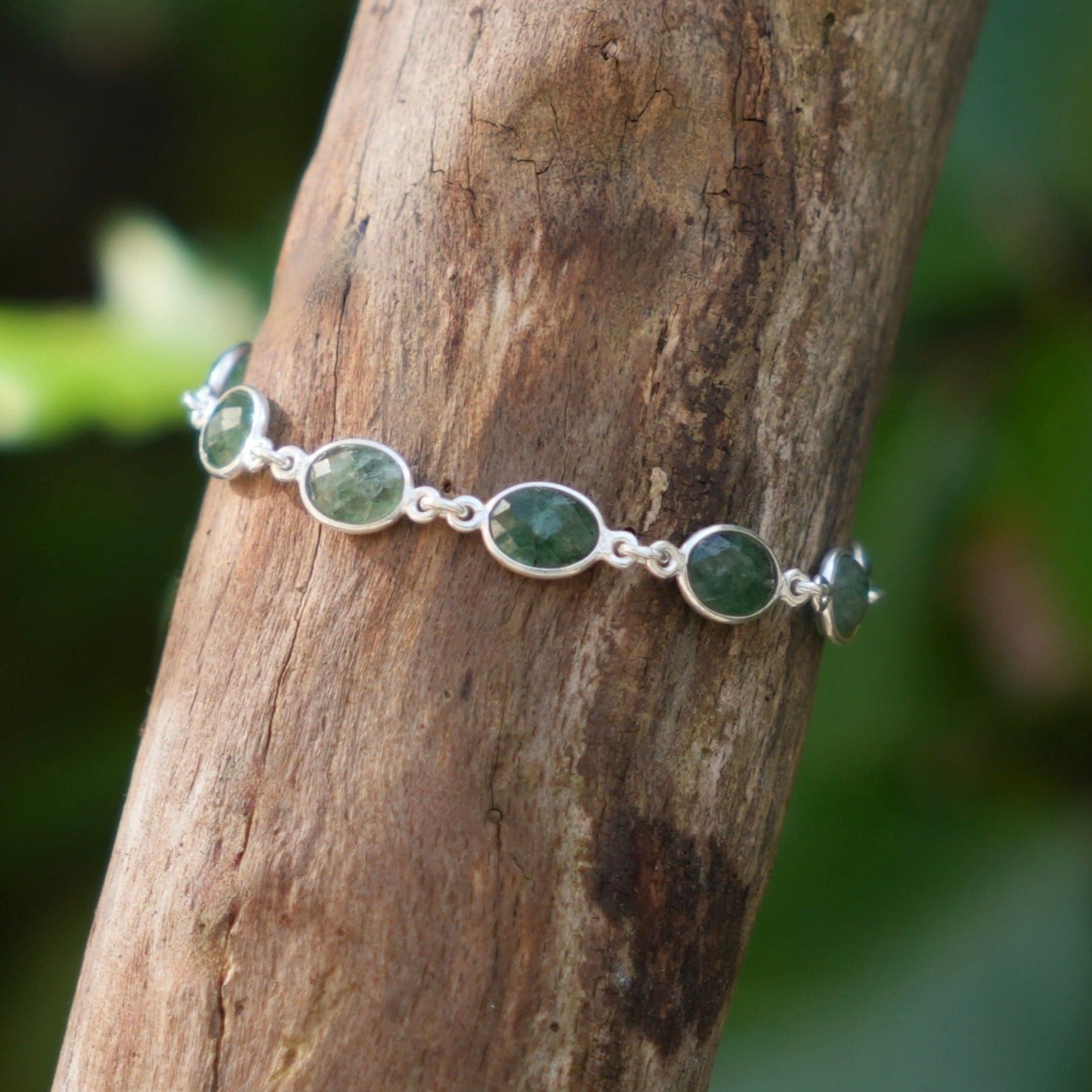 Zilveren armband met facet geslepen Aventurijn